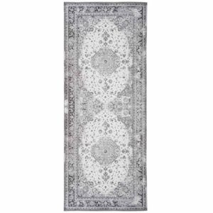 Nordic Living Černobílý koberec Shola 80 x 200 cm s orientálními vzory