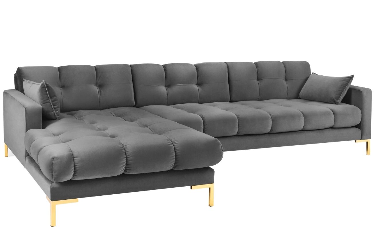 Micadoni Sametová rohová pohovka Mamaia 293 cm