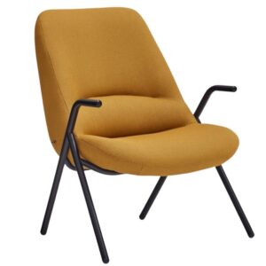 Teulat Nízké žluté křeslo Dins s kovovou podnoží