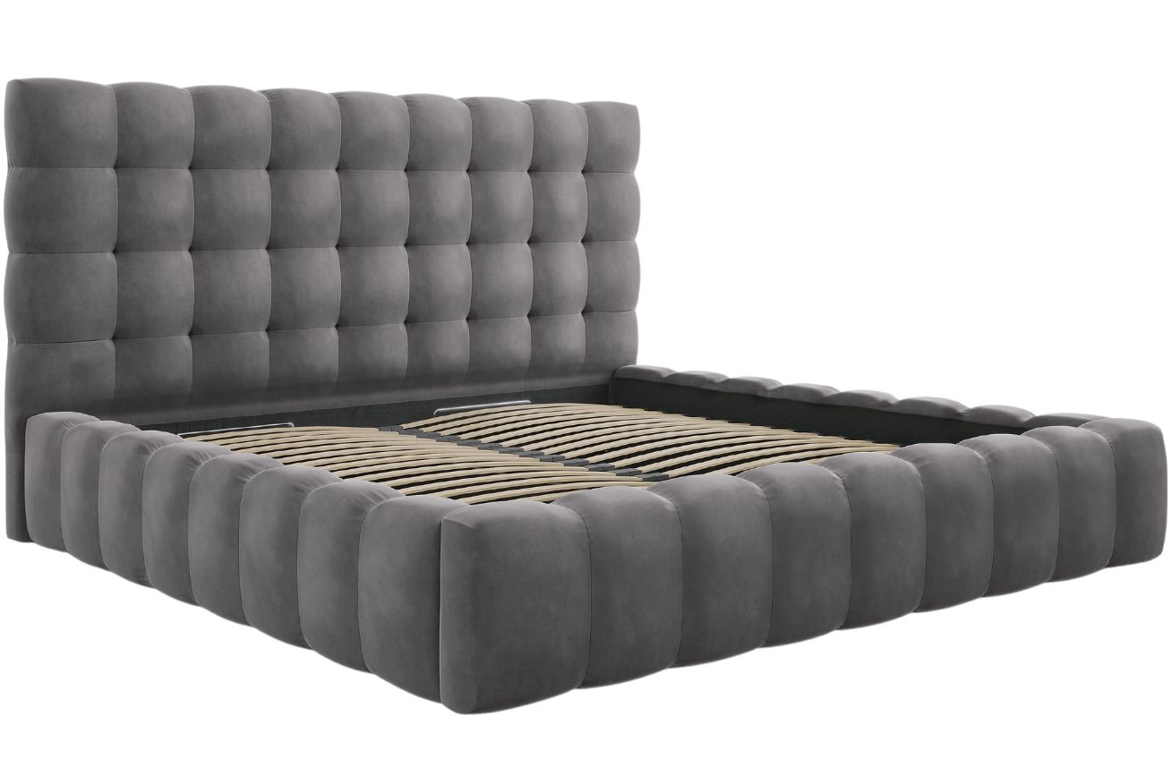 Micadoni Sametová postel Mamaia 200 x 200 cm s úložným prostorem