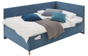 Modrá manšestrová postel Meise Möbel Cool II. 140 x 200 cm s úložným prostorem