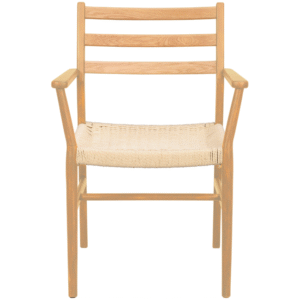 Dubová jídelní židle ROWICO HARLAN s výpletem s područkami