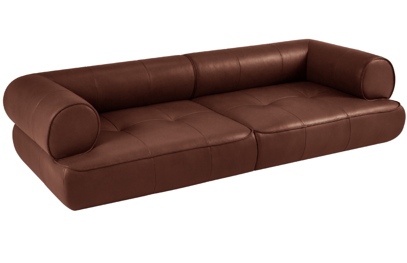 Maison Heritage Koňakově hnědá kožená pohovka Lily 272 cm