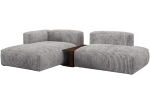 Micadoni Světle šedá manšestrová rohová pohovka Martina 285 cm