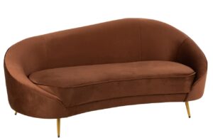 J-line Hnědá sametová pohovka Elisabeth 180 cm