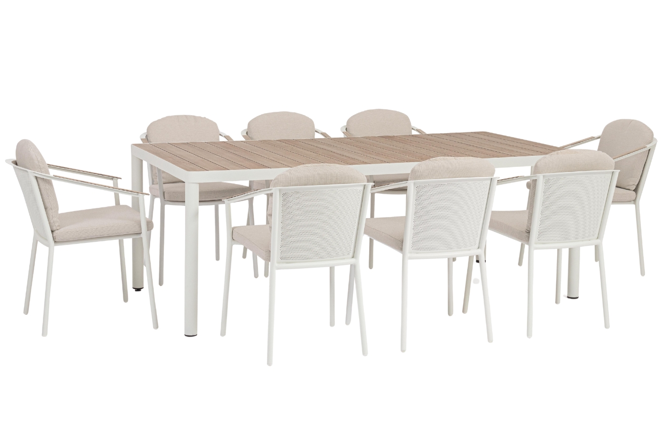 Bizzotto Šedo-béžový zahradní set osmi židlí a stolu Ulises