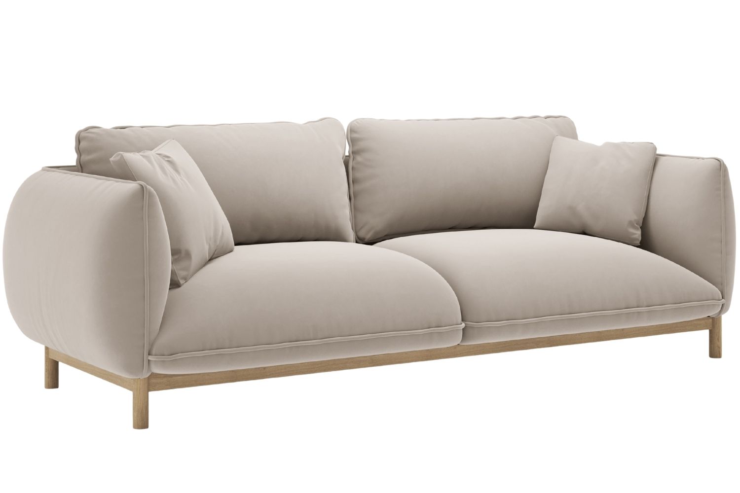 Micadoni Světle béžová sametová trojmístná pohovka Ada 208 cm