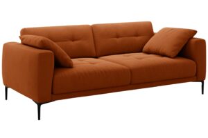 Micadoni Terakotově oranžová sametová čtyřmístná pohovka Bemy 230 cm