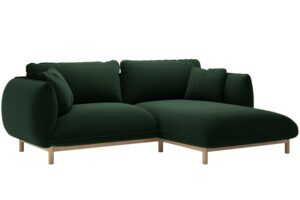 Micadoni Lahvově zelená sametová rohová pohovka Ada 214 cm