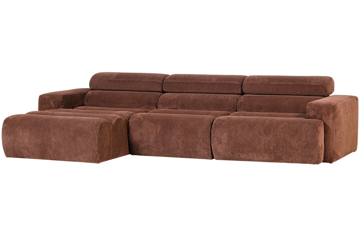 WOOOD Hnědočervená manšestrová rohová pohovka Novi 300 cm