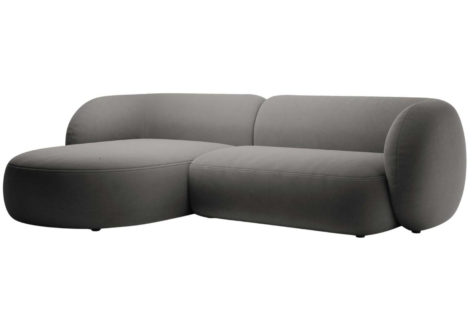 Micadoni Tmavě šedá sametová rohová pohovka Kate 285 cm