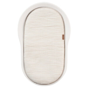 Bílo-béžový mušelínový polštář na přebalovací podložku Quax Mamee