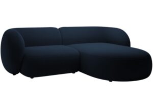 Micadoni Královsky modrá sametová rohová pohovka Kate 255 cm