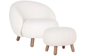 Nordic Living Bílé křeslo Svona s podnožkou