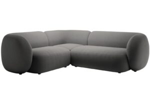 Micadoni Tmavě šedá sametová rohová pohovka Kate 252 cm