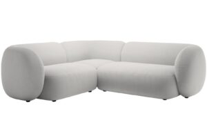 Micadoni Světle šedá sametová rohová pohovka Kate 252 cm