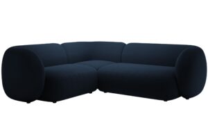 Micadoni Královsky modrá sametová rohová pohovka Kate 252 cm