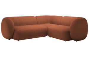 Micadoni Terakotově oranžová bouclé rohová pohovka Kate 252 cm