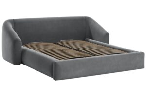 Cosmopolitan Design Šedá sametová dvoulůžková postel Campi 180 x 200 cm s úložným prostorem